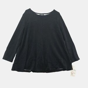 New‎ Vintage Jean Leslie Black Long Sleeve Knit Shirt Size 1XL Women Casual